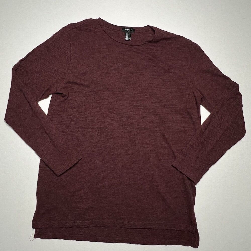 Mens Forever 21 Long Sleeve Burgundy Lightweight Shirt Size M Medium